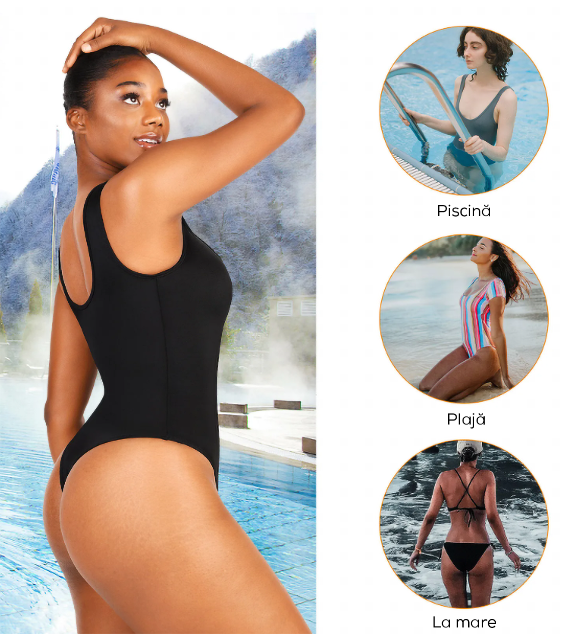 Costum de Baie "One Piece" Modelator, Compresie și Push-up - DWP Fitness